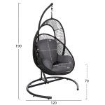 ΚΡΕΜΑΣΤΗ ΦΩΛΙΑ RULER HM6083 ΜΑΥΡΟ ΜΕΤΑΛΛΟ ΚΑΙ ΣΥΝΘ.RATTAN-ΓΚΡΙ ΜΑΞΙΛΑΡΙ 120x110x190Υ - Image 2