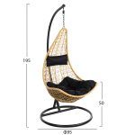 ΚΡΕΜΑΣΤΗ ΠΟΛΥΘΡΟΝΑ ΦΩΛΙΑ MILLIE HM5996.04 ΜΕΤΑΛΛΟ ΜΑΥΡΟ-ΣΥΝΘ.RATTAN ΜΠΕΖ Φ95x195Υεκ. - Image 2
