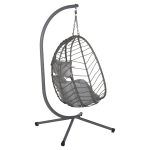 ΚΡΕΜΑΣΤΗ ΠΟΛΥΘΡΟΝΑ ΦΩΛΙΑ MILLIE HM5997.10 ΜΕΤΑΛΛΟ-ΣΥΝΘ.RATTAN ΓΚΡΙ 90x75x190Υεκ. - Image 5