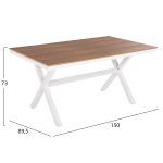 ΤΡΑΠΕΖΙ ΑΛΟΥΜΙΝΙΟΥ ΟΡΘΟΓΩΝΙΟ TAWNEE HM6037.02 ΛΕΥΚΟ-POLYWOOD ΦΥΣΙΚΟ 150x89,5x73Υεκ - Image 2