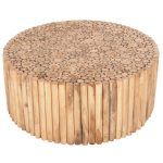 ΤΡΑΠΕΖΙ ΣΑΛΟΝΙΟΥ ΣΤΡΟΓΓΥΛΟ COOTER HM9862 ΚΛΑΔΙΑ TEAK-ΦΥΣΙΚΟ Φ100x40Υεκ. - Image 4