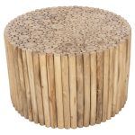 ΤΡΑΠΕΖΙ ΣΑΛΟΝΙΟΥ ΣΤΡΟΓΓΥΛΟ COOTER HM9863 ΚΛΑΔΙΑ TEAK-ΦΥΣΙΚΟ Φ80x50Υεκ. - Image 4