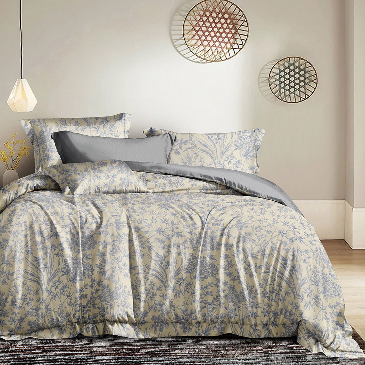 12677 Beauty Home Σετ σεντόνια υπέρδιπλα με λάστιχο Memories Art 12677 165x200+30 Μπεζ,Γκρι - Image 1