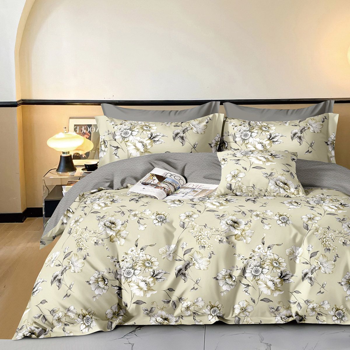 12684 Beauty Home Σετ σεντόνια υπέρδιπλα με λάστιχο Memories Art 12684 165x200+30 Μπεζ - Image 1