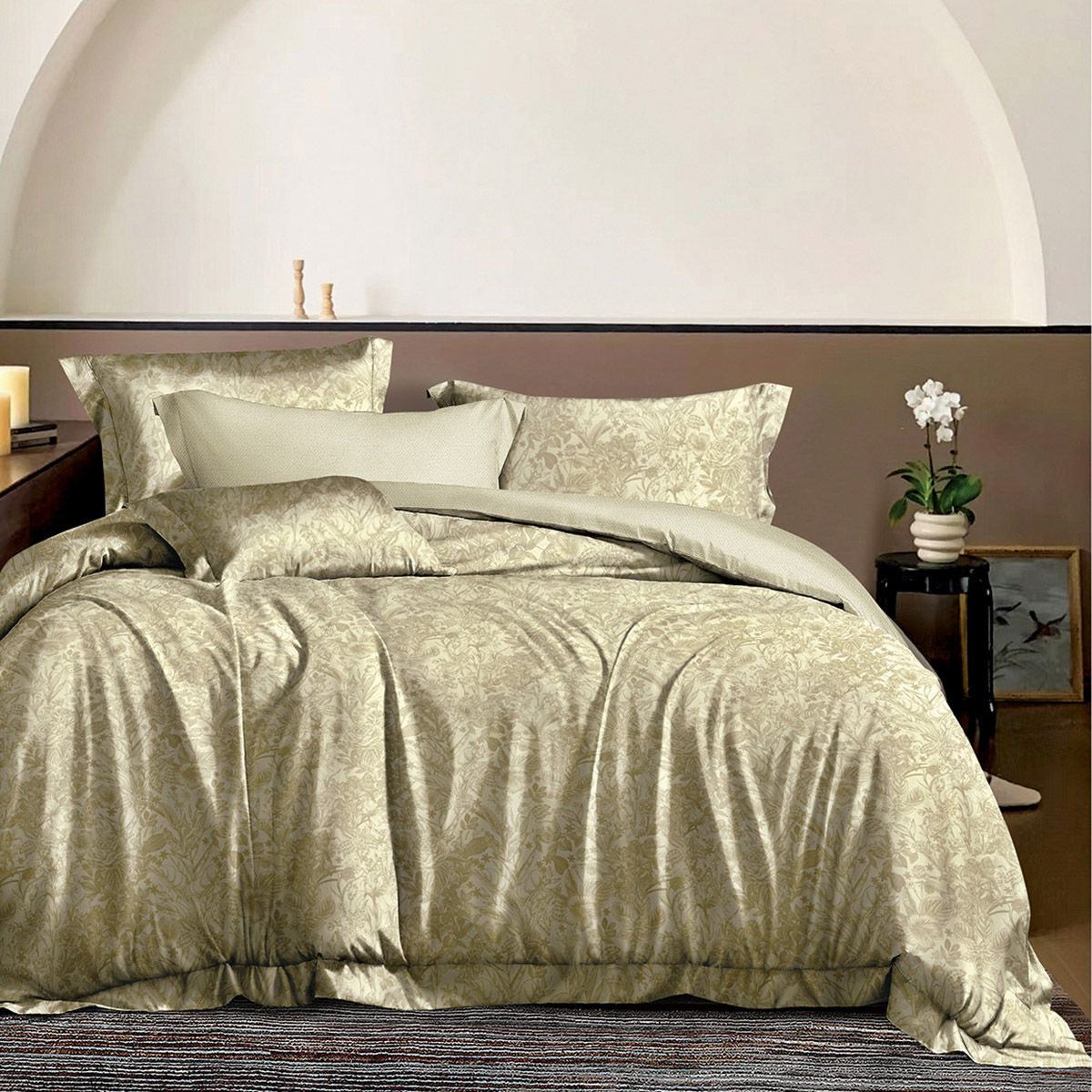 12689 Beauty Home Σετ σεντόνια υπέρδιπλα Memories Art 12689 230x260 Μπεζ - Image 1