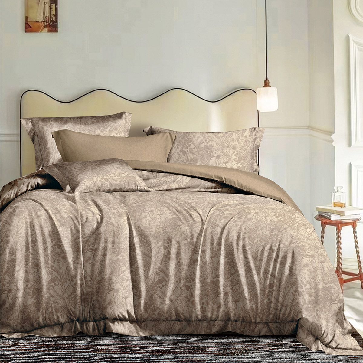 12690 Beauty Home Σετ σεντόνια υπέρδιπλα με λάστιχο Memories Art 12690 165x200+30 Μόκα - Image 1