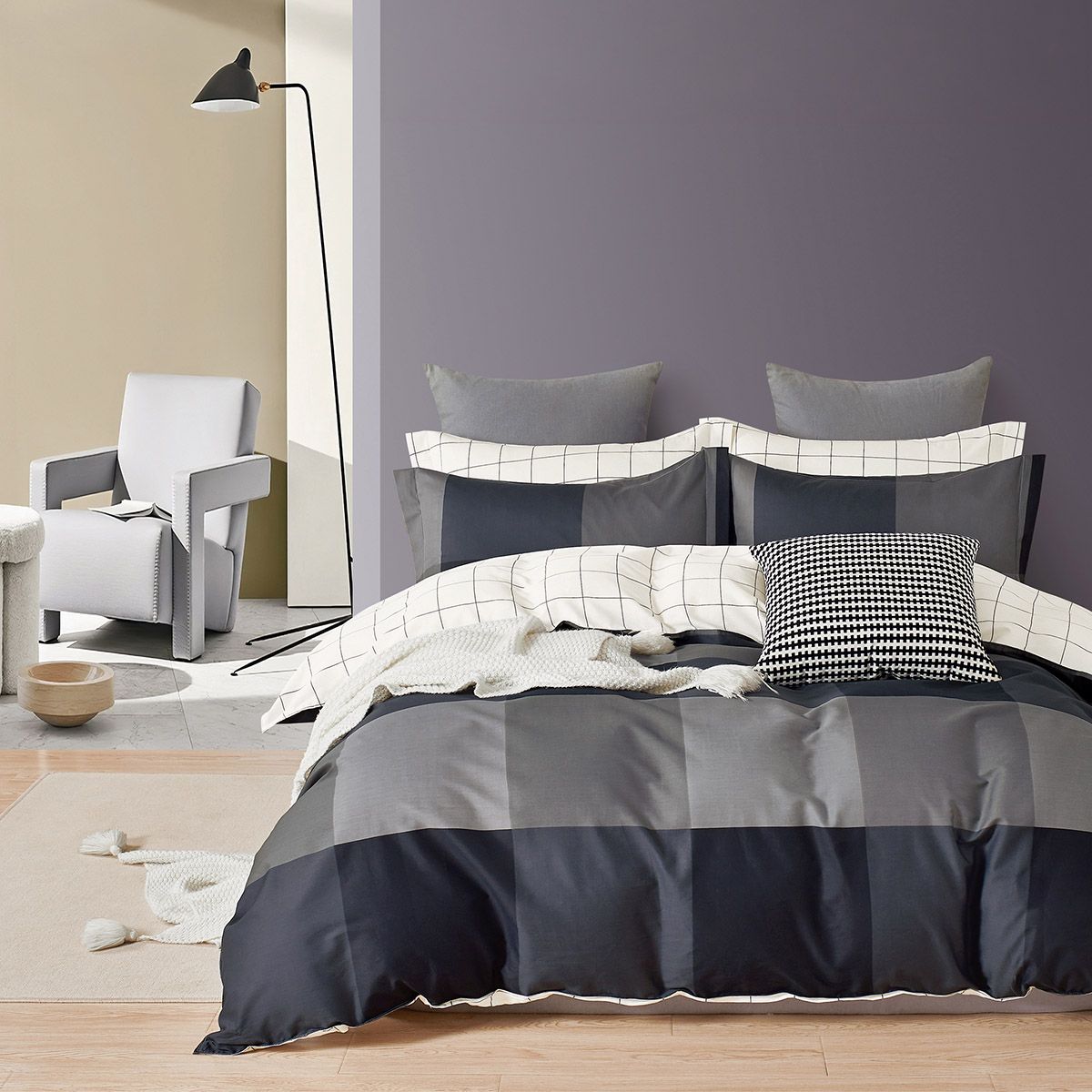 12696 Beauty Home Σετ σεντόνια υπέρδιπλα με λάστιχο Memories Art 12696 165x200+30 Ανθρακί - Image 1