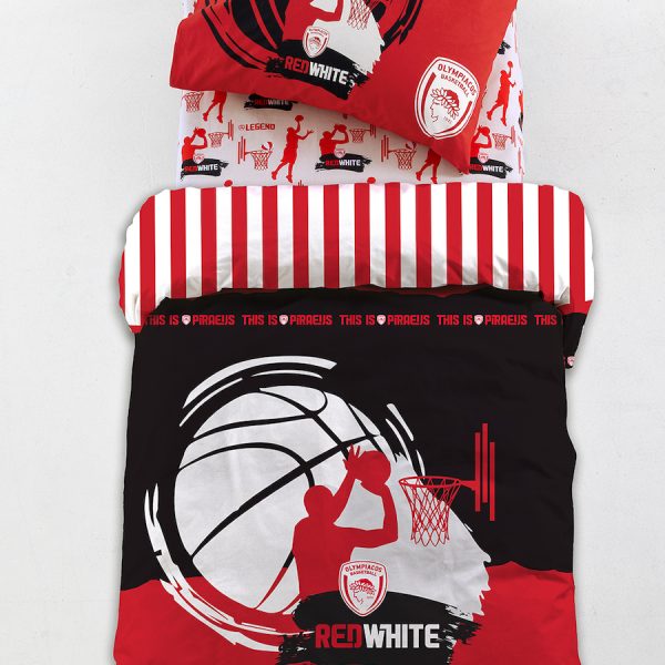 Σετ Παπλωματοθήκη Μονή Olympiacos B.C. 170x250 BC9 Κόκκινο Palamaiki