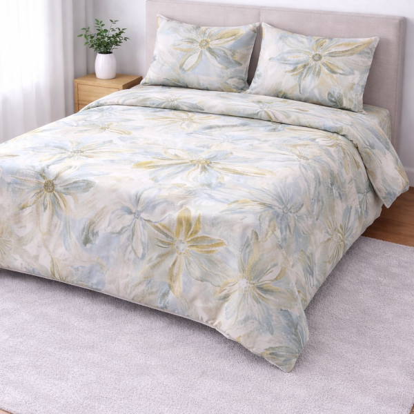 Σετ Κουβερλί Υπέρδιπλο 220x240 Cosmin SoftWave Flowers Green