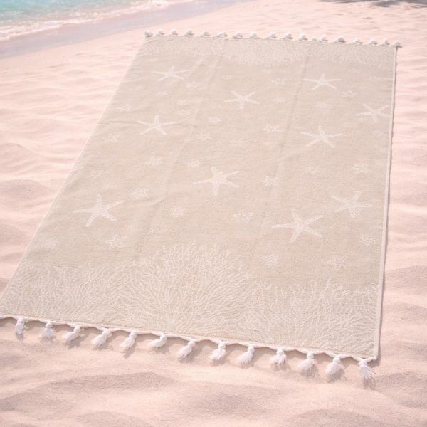 Πετσέτα Θαλάσσης Cosmin 75x150 Bangs Beige