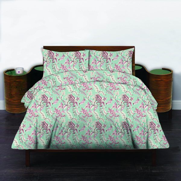 Σετ Σεντόνια με Λάστιχο 160x200+30 Cosmin Libre Flowers Mint