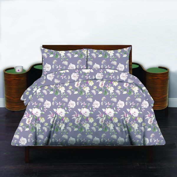 Σετ Σεντόνια με Λάστιχο 160x200+30 Cosmin Libre Flowers Purple