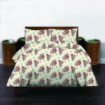 Σετ Σεντόνια με Λάστιχο 160x200+30 Cosmin Libre Flowers White-Red