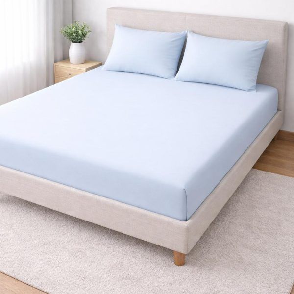 Σετ Σεντόνια με Λάστιχο 160x200+30 Βαμβακοστέν Cosmin Home Imports Light Blue