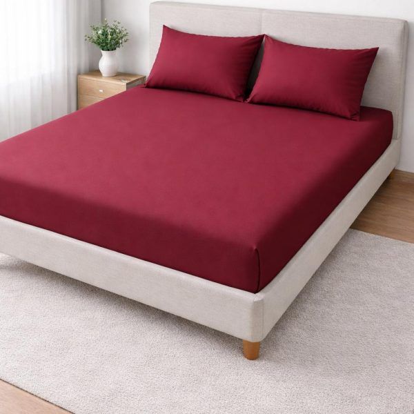 Σετ Σεντόνια με Λάστιχο 160x200+30 Βαμβακοστέν Cosmin Home Imports Red