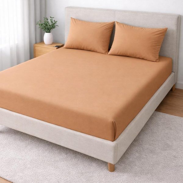 Σετ Σεντόνια με Λάστιχο 160x200+30 Βαμβακοστέν Cosmin Home Imports Beige-Yellow