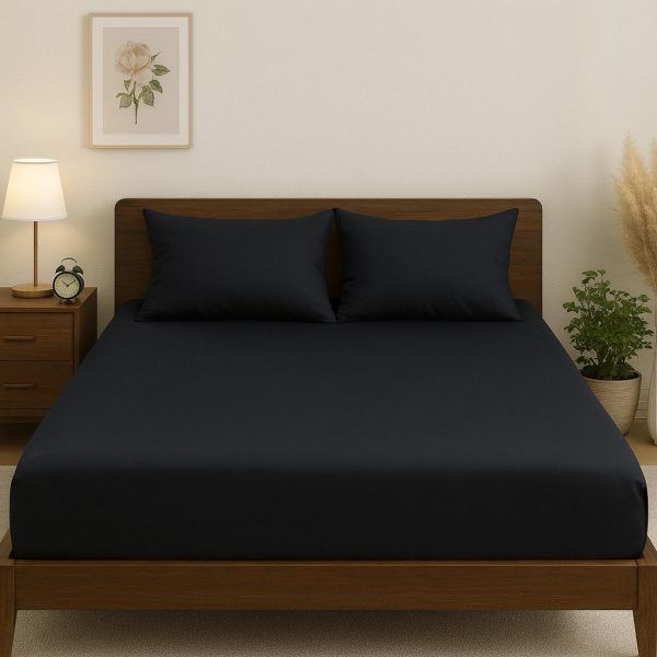 Σετ Σεντόνια 160x200+30 Βαμβακοσατέν Cosmin Glossier Black