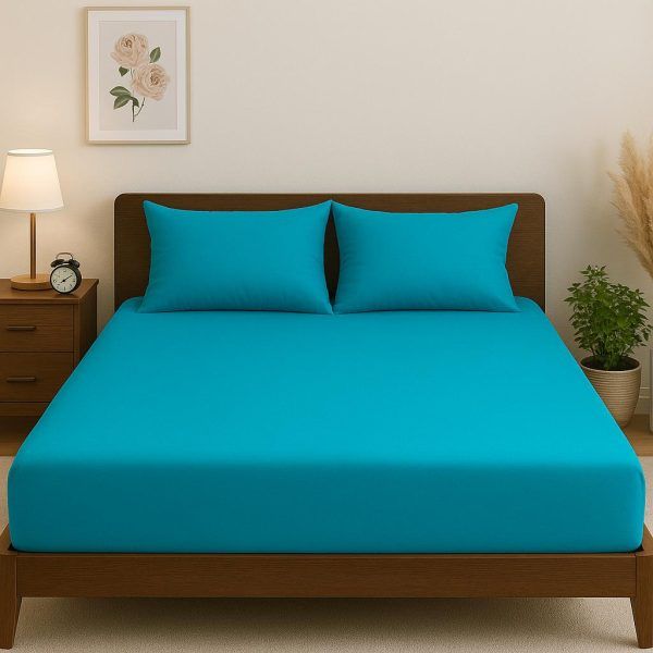 Σετ Σεντόνια 160x200+30 Βαμβακοσατέν Cosmin Glossier Turquoise