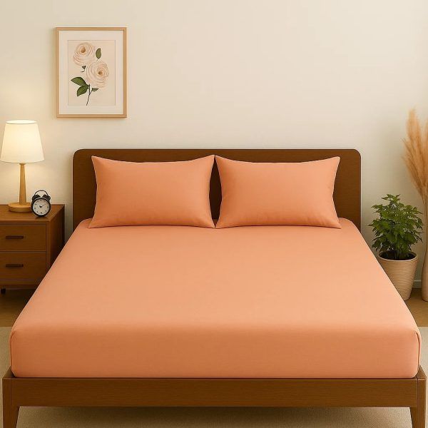 Σετ Σεντόνια 160x200+30 Βαμβακοσατέν Cosmin Glossier Orange