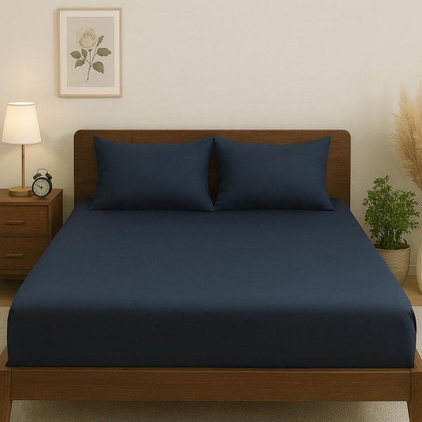 Σετ Σεντόνια 160x200+30 Βαμβακοσατέν Cosmin Glossier Dark Blue