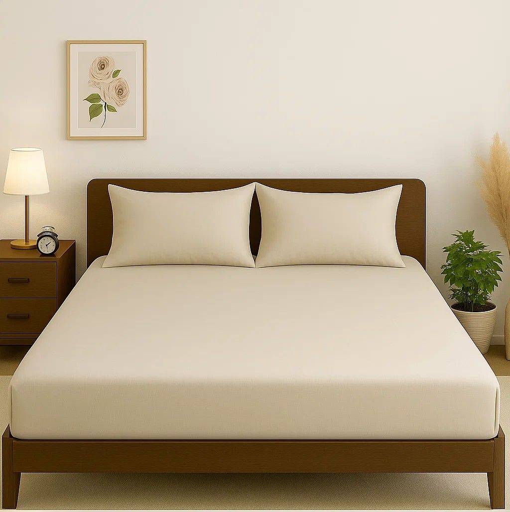 4000928 Σετ Σεντόνια 160x200+30 Βαμβακοσατέν Cosmin Glossier Beige - Image 1