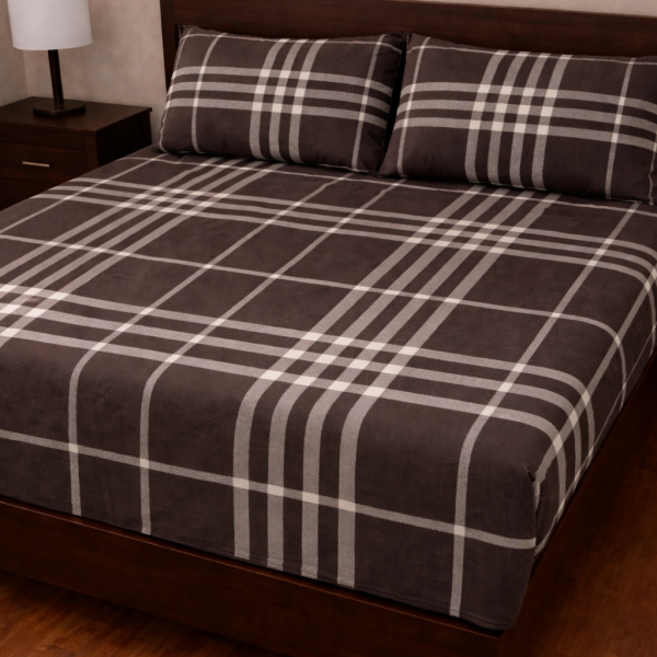 Σετ Σεντόνια με Λάστιχο 160x200+30 Cosmin Eldi Flannel Cart Brown