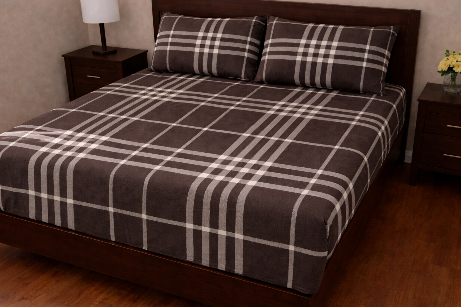 4000930 Σετ Σεντόνια με Λάστιχο 160x200+30 Cosmin Eldi Flannel Cart Brown - Image 1