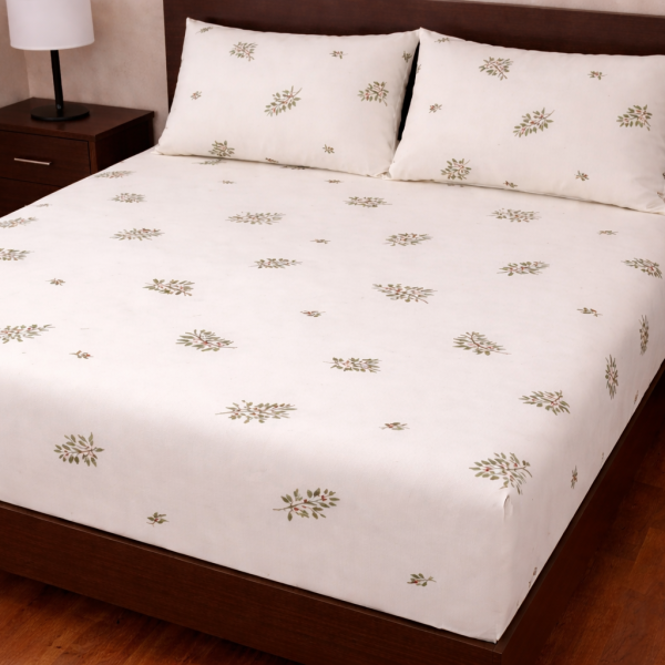 Σετ Σεντόνια με Λάστιχο 160x200+30 Cosmin Eldi Flannel Flowers White