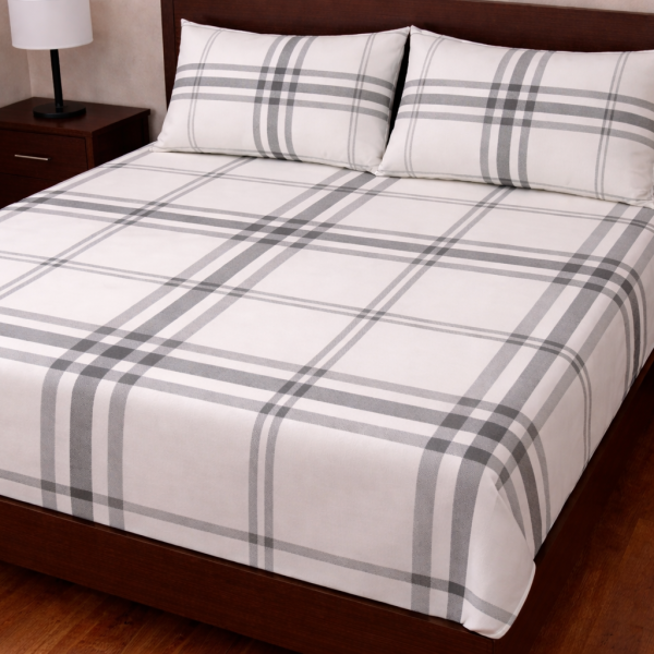 Σετ Σεντόνια με Λάστιχο 160x200+30 Cosmin Eldi Flannel White-Grey Cart