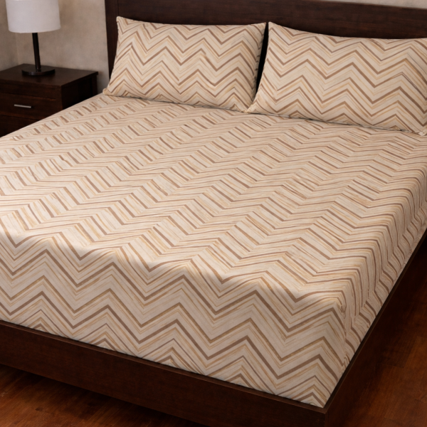 Σετ Σεντόνια με Λάστιχο 160x200+30 Cosmin Royal Wave Beige