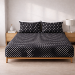 Σετ Σεντόνια με Λάστιχο 160x200+30 Cosmin Dot Elegance Black