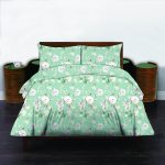 Σετ Παπλωματοθήκη Υπέρδιπλη 220x240 Cosmin Libre Flowers Light Green