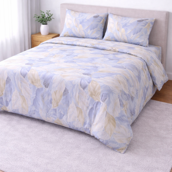 Σετ Παπλωματοθήκη Υπέρδιπλη 220x240 Cosmin SoftWave Flowers Blue