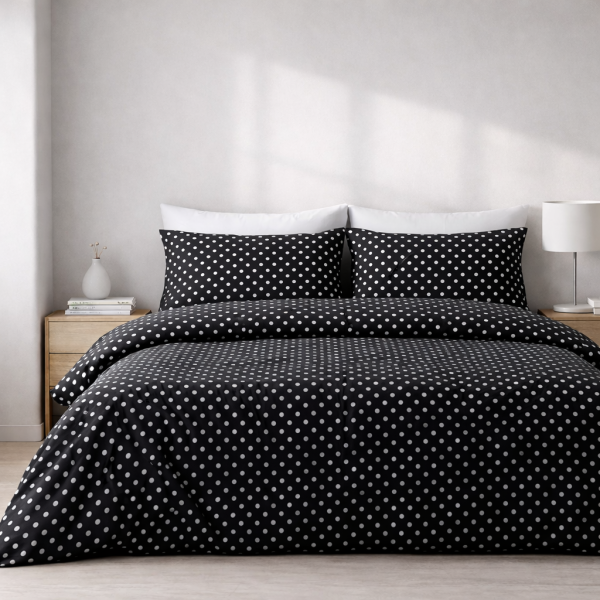 Σετ Παπλωματοθήκη Υπέρδιπλη 220x240 Cosmin Dot Elegance Black