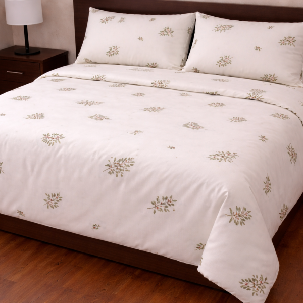 Σετ Παπλωματοθήκη Υπέρδιπλη 220x240 Cosmin Eldi Flannel Flowers White