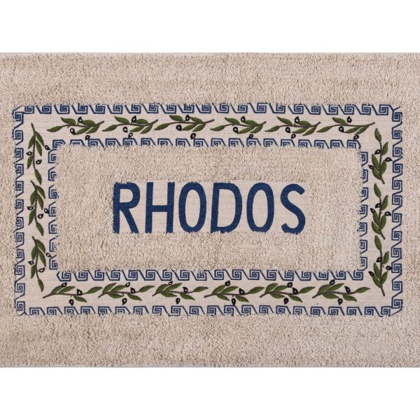 Πατάκι ελιά Ρόδος (40cm x 60cm) μπλέ SilkFashion