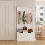 ΕΠΙΠΛΟ ΕΙΣΟΔΟΥ KAYLOR HM2475.03 ΜΕ ΚΡΕΜΑΣΤΡΕΣ&ΑΠΟΘ.ΧΩΡΟ-MDF ΣΕ ΛΕΥΚΟ 93x34x180Υεκ - Image 5