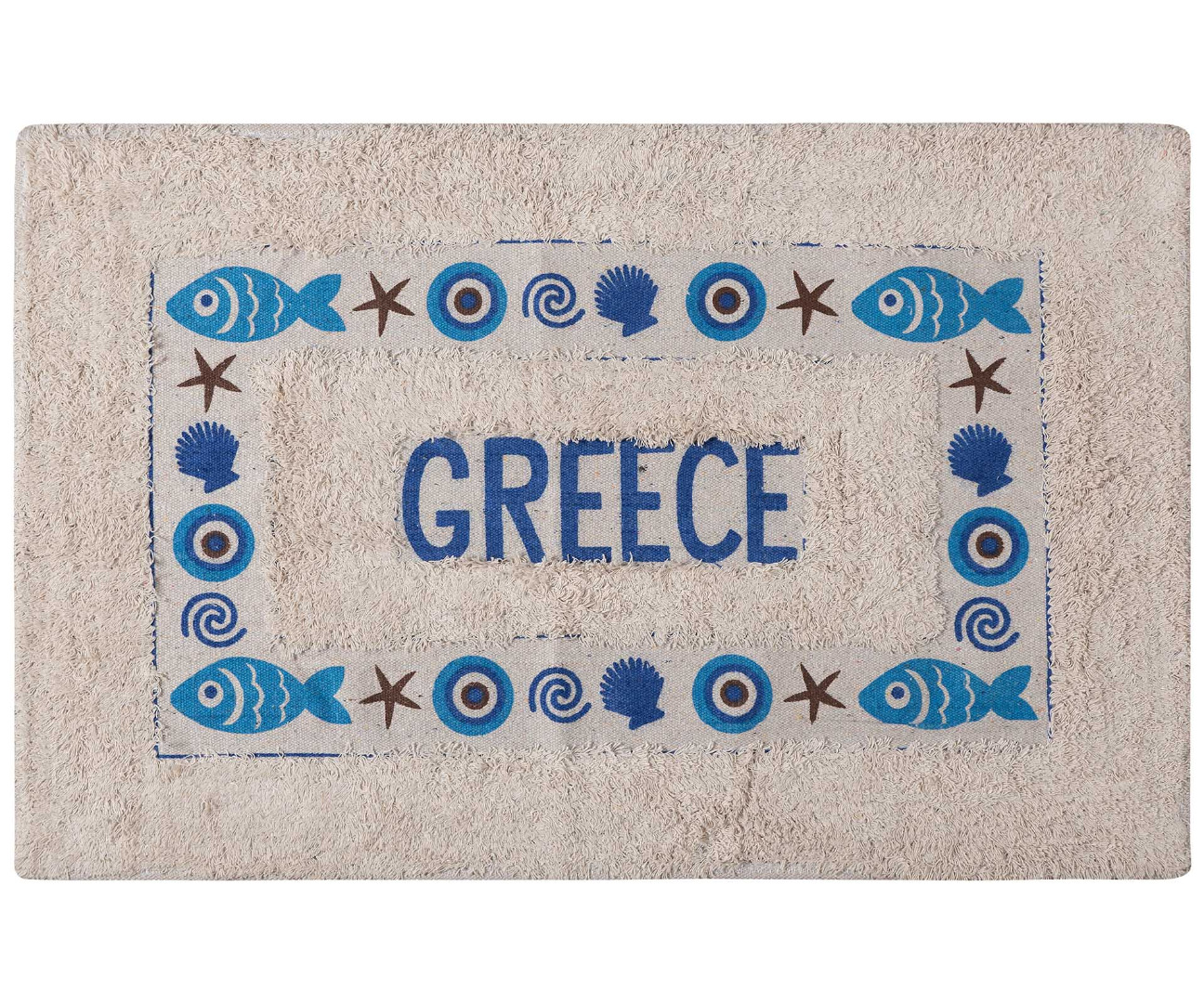 matigreece Πατάκι μάτι GREECE (40cm x 60cm) μπλέ SilkFashion - Image 1