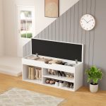 ΠΑΠΟΥΤΣΟΘΗΚΗ ΜΕ ΚΑΘΙΣΜΑ ROMIR HM2478.03 ΜΕΛΑΜΙΝΗ ΛΕΥΚΗ-KΑΘΙΣΜΑ PU ΛΕΥΚΟ 100x30x44Υ - Image 4