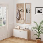 ΣΕΤ ΕΙΣΟΔΟΥ ΜΕ ΚΑΘΡΕΠΤΗ VERN HM2476.04 ΜΕΛΑΜΙΝΗ ΣΕ ΣΟΝΑΜΑ-ΛΕΥΚΟ 80x27x175Υεκ - Image 3