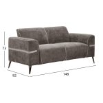 ΣΕΤ ΣΑΛΟΝΙ 2ΤΜΧ 3Θ+2Θ FERIN HM6070.02 ΓΚΡΙ ΥΦΑΣΜΑ-ΣΚΟΥΡA ΚΑΦΕ ΜΕΤΑΛΛΙΚΑ ΠΟΔΙΑ - Image 3