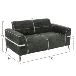 ΣΕΤ ΣΑΛΟΝΙ 2ΤΜΧ 3Θ+2Θ FERIN HM6070.03 ΠΡΑΣΙΝΟ ΥΦΑΣΜΑ ΜΕ ΜΕΤΑΛΛΙΚΑ ΠΟΔΙΑ - Image 3