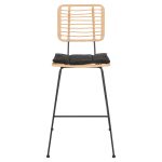 ΣΚΑΜΠΟ ΜΠΑΡ ALLEGRA HM5455.11 ΜΕΤΑΛΛΟ&ΜΑΞΙΛΑΡΙ ΜΑΥΡΟ-WICKER ΜΠΕΖ 56x59x116,5Υεκ. - Image 3
