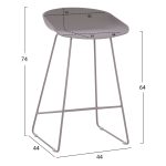 ΣΚΑΜΠΟ ΜΠΑΡ NAILA HM9299.10 ΓΚΡΙ ΜΕΣΑΙΟΥ ΥΨΟΥΣ 44x44x74Yεκ. - Image 2