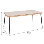 ΤΡΑΠΕΖΙ ΟΡΘΟΓΩΝΙΟ ALLEGRA HM5538.11 ΜΕΤΑΛ.ΜΑΥΡΟ-P.E. RATTAN ΦΥΣΙΚΟ 159,5x89,5x72Υεκ. - Image 2