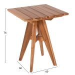ΤΡΑΠΕΖΙ ΤΕΤΡΑΓΩΝΟ LEO HM9860.11 ΜΑΣΙΦ ΞΥΛΟ ΤΕΑΚ 60x60x75Υεκ. - Image 2