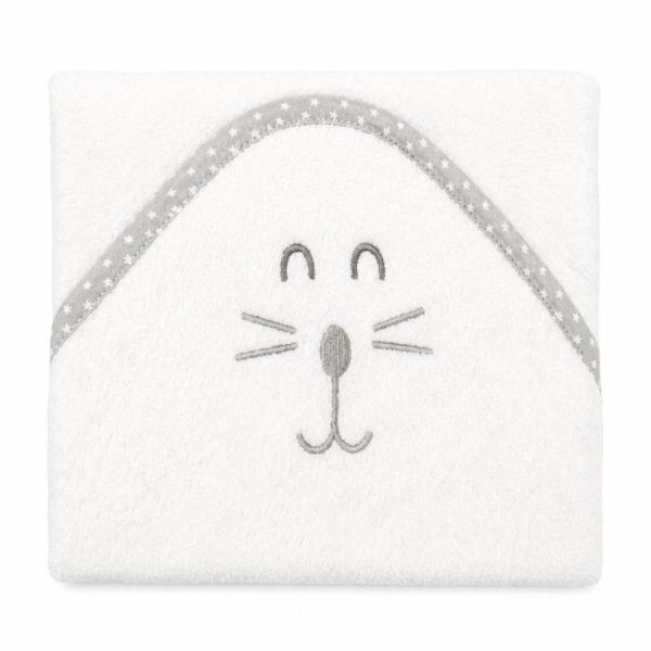 Βρεφική Κάπα Με Κουκούλα 75x75 Cosmin Baby White-Grey Lion