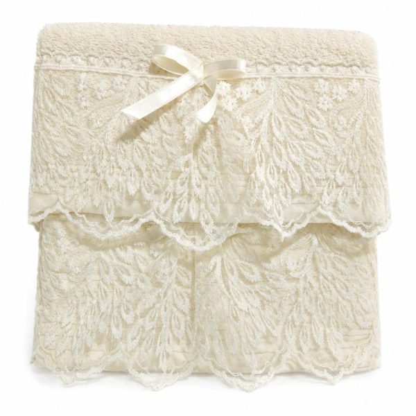 Σετ Πετσέτες 2 Τεμαχίων Cosmin Lace Ecrou Relief