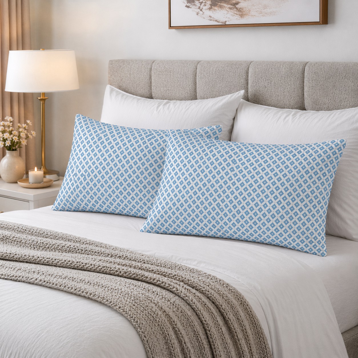 ARIEL-BLUE-2 Ζεύγος Μαξιλαροθήκες 52x72 Ariel Blue Astron Italy - Image 1