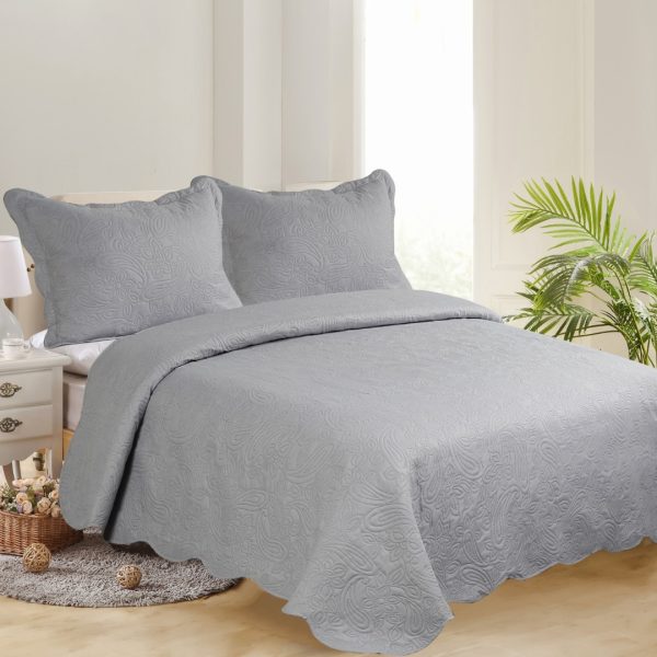 ΜΟΝΟ ΚΟΥΒΕΡΛΙ SOLID (160cm x 220cm + 1 x 50cm x 70cm ) LIGHT GREY/ DARK GREY SilkFashion